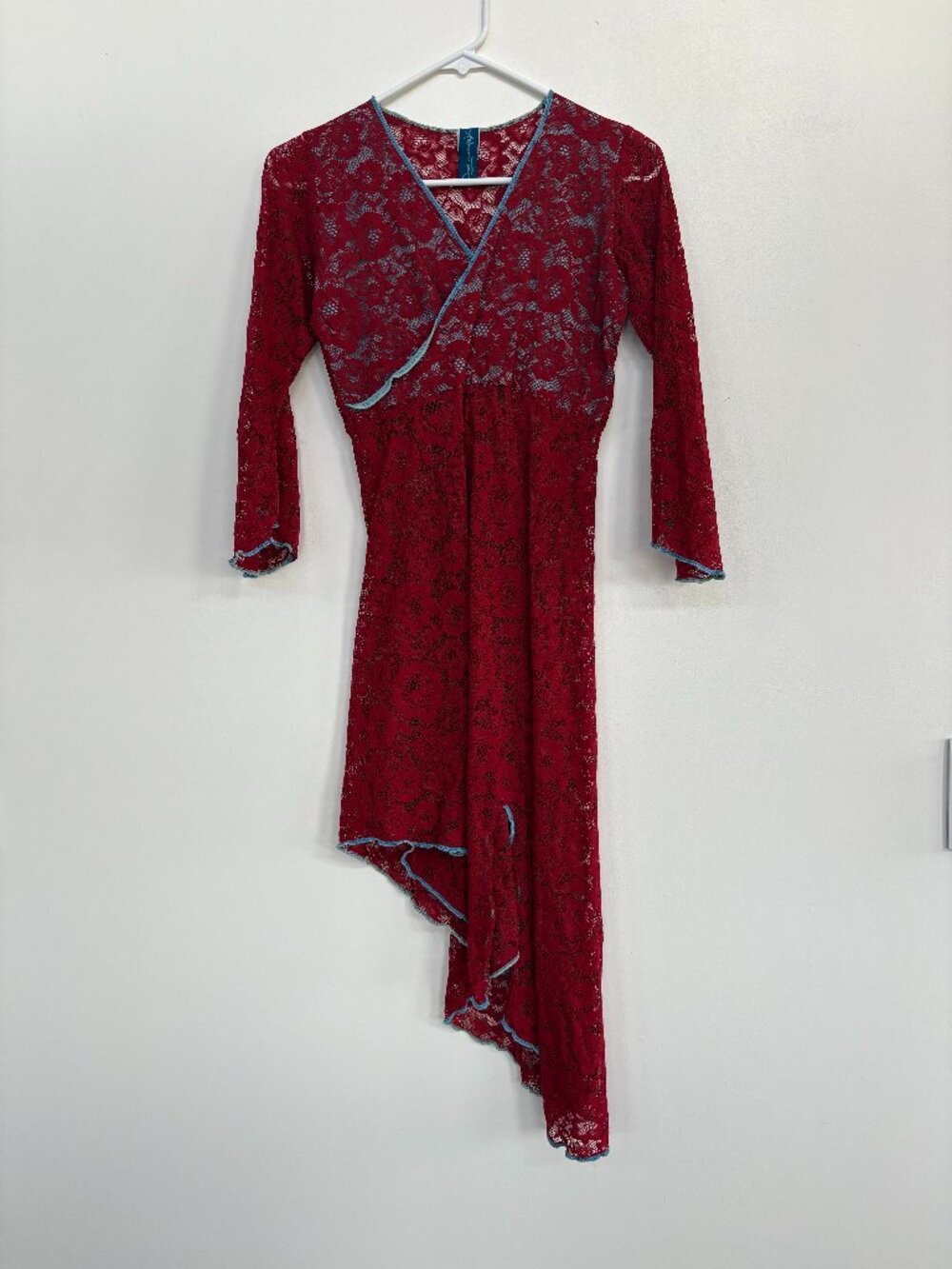 Autumn Teneyl Red Lace Asymmetrical Dress - One Size - Like New.